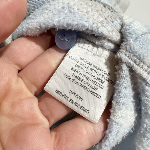 Charter Club Women Small 2 Piece Pajama Set Blue White Plaid Button Down Fleece - Picture 7 of 7